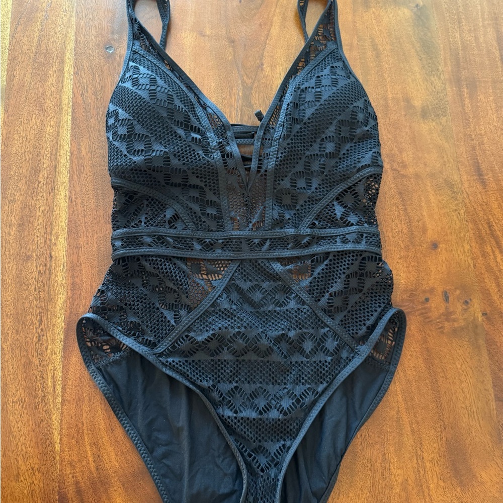 BECCA Black Lace One Piece Swimsuit